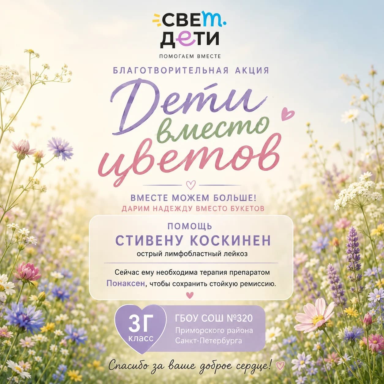 Помощь Коскинен Стивену от 3 «Г» класса ГБОУ СОШ №320